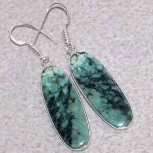 African Turquoise Gemstone 925 Sterling Silver Handmade Earrings